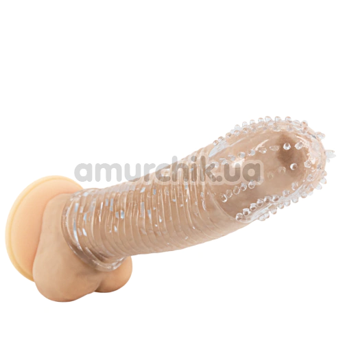 Насадка на пенис Crushious Ribbed Penis Sleeve, прозрачная