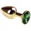 Анальна пробка із зеленим кристалом SWAROVSKI Gold Emerald Small, золота