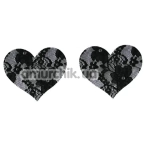 Прикраси для сосків у вигляді мереживних сердечок Star Night Lace Hearts, чорні - Фото №1