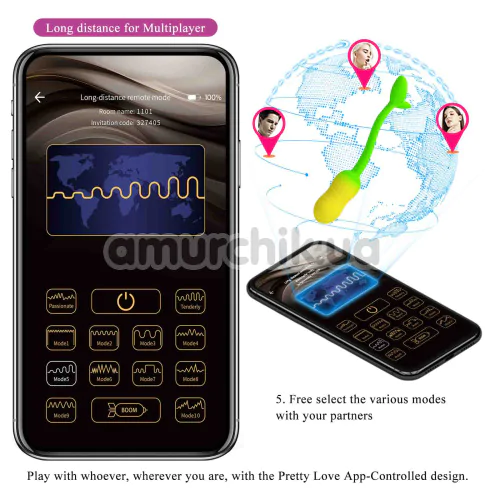 Віброяйце Pretty Love Poulsen, жовто-салатове