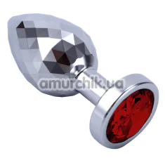 Анальна пробка з червоним кристалом Seamless Butt Plug Starting Medium, срібна - Фото №1