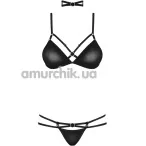 Комплект зі штучної шкіри Obsessive 823-SET-1: бюстгальтер + трусики + чокер - Фото №1