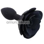 Анальна пробка з трояндою Loveshop Silicone Anal Plug, чорна - Фото №1