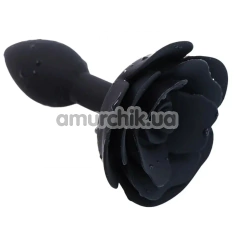 Анальная пробка с розой Loveshop Silicone Anal Plug, черная - Фото №1
