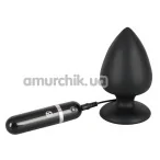 Анальная пробка Black Velvets Vibrating Plug Silicone, черная - Фото №1