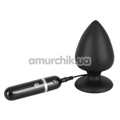 Анальна пробка Black Velvets Vibrating Plug Silicone, чорна - Фото №1