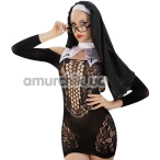 Костюм монашки JSY Sexy Lingerie 5738, чорно-білий: сукня + головний убір + комір - Фото №1