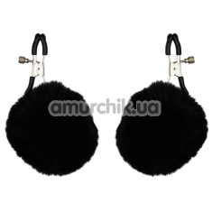 Зажимы для сосков с черными помпонами DS Fetish Nipple Clamps, черные - Фото №1
