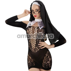 Костюм монашки JSY Sexy Lingerie 5738, черно-белый: платье + головной убор + воротник - Фото №1