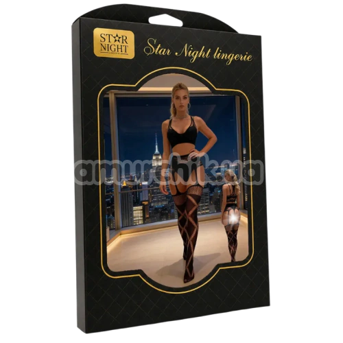 Комплект Star Night Fishnet Romb Set, черный: топ + колготки