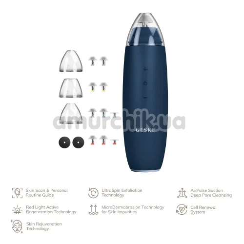 Микродермабразионное устройство для удаления черных точек Geske MicroDermabrasion Blackhead Remover 7 in 1, синее