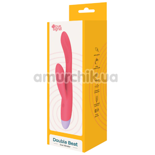 Вібратор Love Signal Double Beat, кораловий