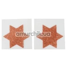 Прикраси для сосків Cottelli Collection Titty Sticker Star Big Copper, золоті - Фото №1