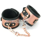 Фіксатори для ніг Liebe Seele Rose Gold Memory Leather Ankle Cuffs with Faux Fur Lining, золото-чорні - Фото №1