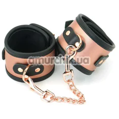 Фіксатори для ніг Liebe Seele Rose Gold Memory Leather Ankle Cuffs with Faux Fur Lining, золото-чорні - Фото №1