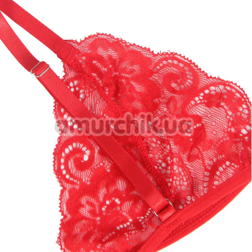 Комплект Star Night Bra Garter Belt, червоний: бюстгальтер + трусики з гартерами