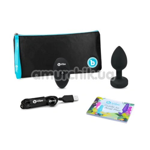 Анальная пробка с вибрацией B-Vibe Vibrating Jewel Plug M/L, черная