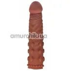 Насадка - удлинитель пениса Lovetoy Pleasure X-Tender Series LV1054, коричневая - Фото №1