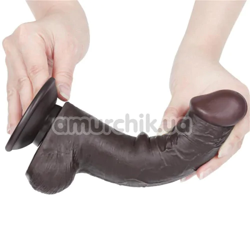 Фаллоимитатор Sliding-Skin Dual Layer Dong 8 с маленькой мошонкой, коричневый