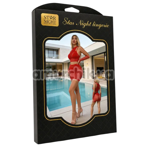 Комплект Star Night Mesh Set, червоний: топ + спідниця