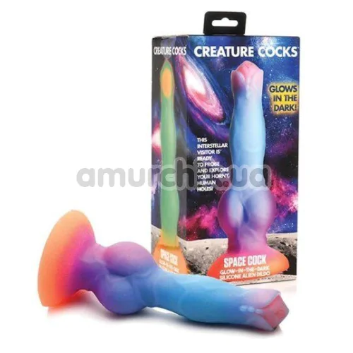 Фаллоимитатор Creature Cocks Space Cock Glows In The Dark, разноцветный