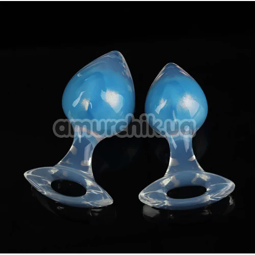 Анальная пробка Univibe Glow-In-Dark Smooth S, голубая