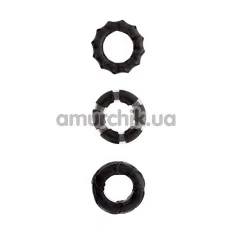 Набір ерекційних кілець Menz Stuff Stretchy Cock Rings чорний, 3 шт - Фото №1