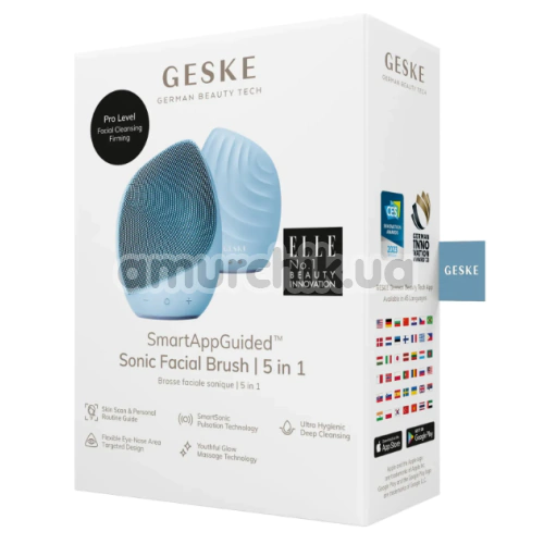 Ультразвуковая щетка для лица Geske Sonic Facial Brush 5 in 1, голубая