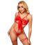 Комплект Star Night Openable Bow Sexy Bra Set, красный: бюстгальтер + трусики-стринги + гартеры - Фото №4