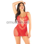 Платье Leg Avenue Lace and Net Mini Dress With Dual Strap, красное - Фото №1