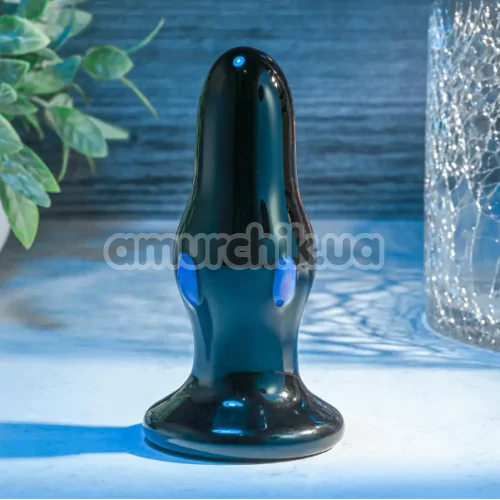 Анальна пробка с вібрацією Adam & Eve Rear Rocker Vibrating Glass Anal Plug, чорна