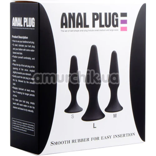 Набор из 3 анальных пробок Trubliss Anal Pleasure Starter Kit Eros, черный