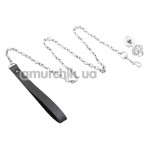 Анальна пробка з повідцем DS Fetish Anal Plug With Chain Leash знімна, срібна - Фото №1