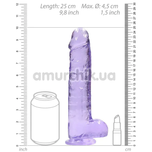Фаллоимитатор Realrock Crystal Clear Dildo Realistic 9, фиолетовый