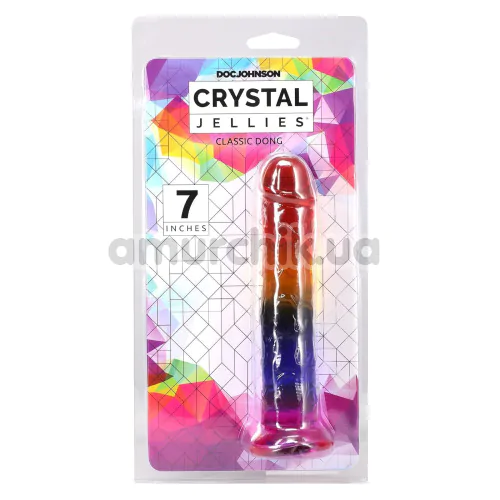 Фалоімітатор Doc Johnson Crystal Jellies Classic Dong 7, мультикольоровий