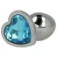 Анальная пробка с голубым кристаллом Heart Gem Anal Plug, серебряная - Фото №2