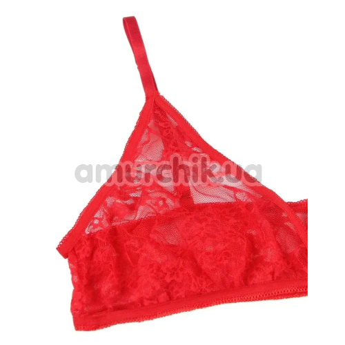 Комплект Star Night Lace Lingerie With Long Gloves, красный: бюстгальтер + трусики + перчатки