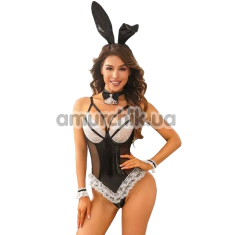 Костюм зайчика JSY Sexy Lingerie 8302, черный: боди + ушки + чокер + манжеты - Фото №1