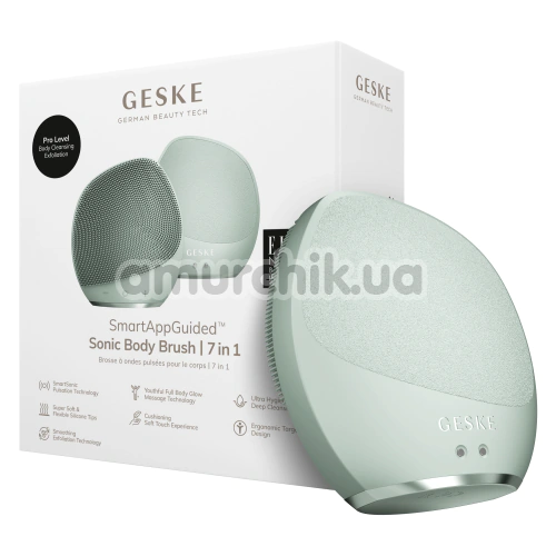 Ультразвуковая щетка для тела Geske Sonic Body Brush 7 in 1, зеленая