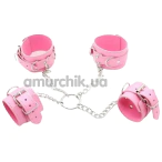 Фіксатори для рук і ніг DS Fetish Hogtie Restraints With Chain, рожеві - Фото №1