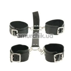 Фиксаторы для рук и ног Loveshop Fet 12 Leather, черные - Фото №1