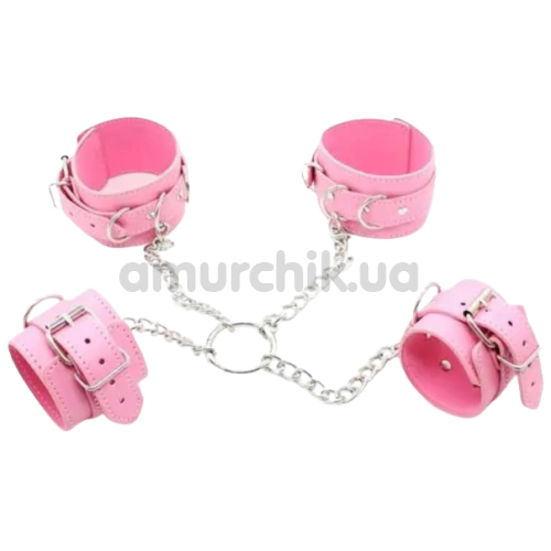 Фіксатори для рук і ніг DS Fetish Hogtie Restraints With Chain, рожеві