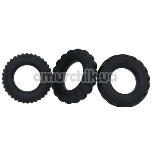 Набір ерекційних кілець Alume 4 Cock Ring Set, чорний