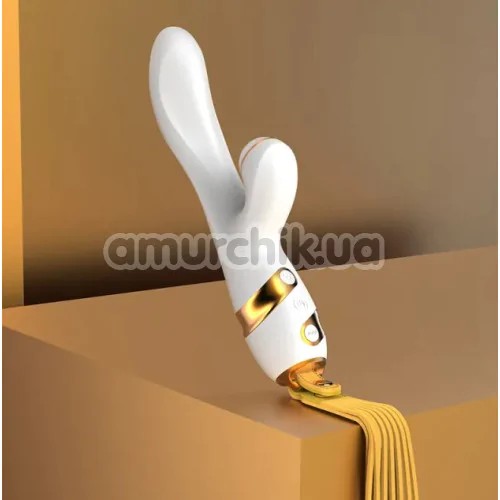 Вибратор с пульсацией и флоггером Lockink Sevanda Clitoris Suction Vibrator With Whip, белый