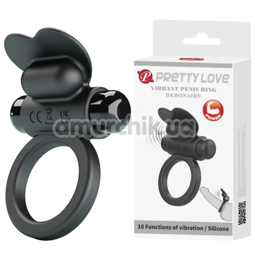 Виброкольцо для члена Pretty Love Vibrant Penis Ring Debonaire, черное