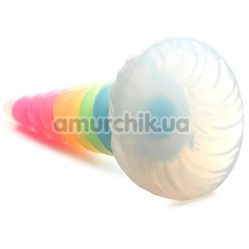 Фаллоимитатор Creature Cocks Uni-Glow Glow-in-the-Dark Rainbow Silicone Dildo, разноцветный