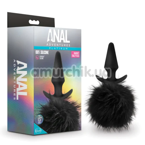Анальна пробка Anal Adventures Platinum Rabbit Tail Plug, чорна