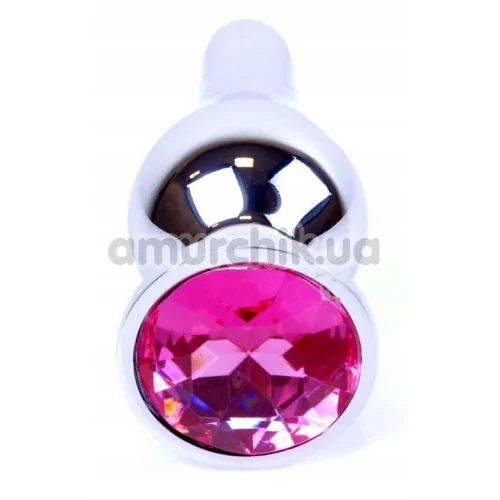 Анальная пробка с розовым кристаллом Exclusivity Jewellery Silver Plug Long, серебряная