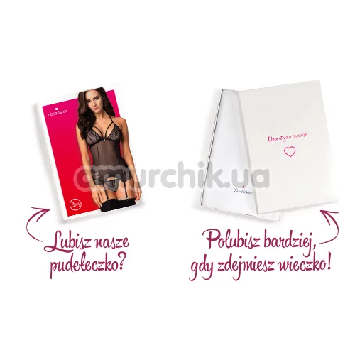 Комплект Obsessive 838-COR-1 черный: корсет + трусики-стринги