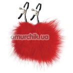 Зажимы для сосков с красными перышками Fantasy Fetish Nipple Clamps, серебряные - Фото №1